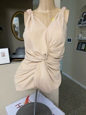 Sleeveless Twist-Front Women's Dress in Beige